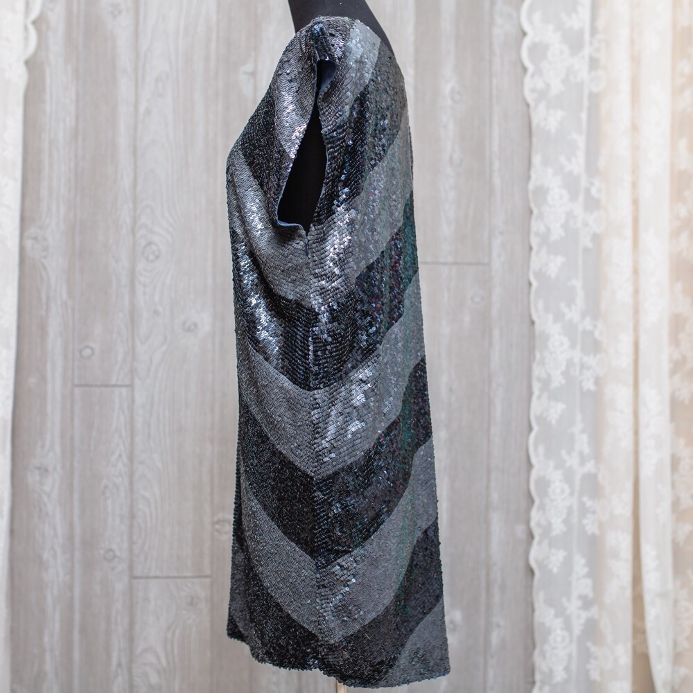 HH Haute Hippie Chevron Sequin Silk shift L - Picture 5 of 8